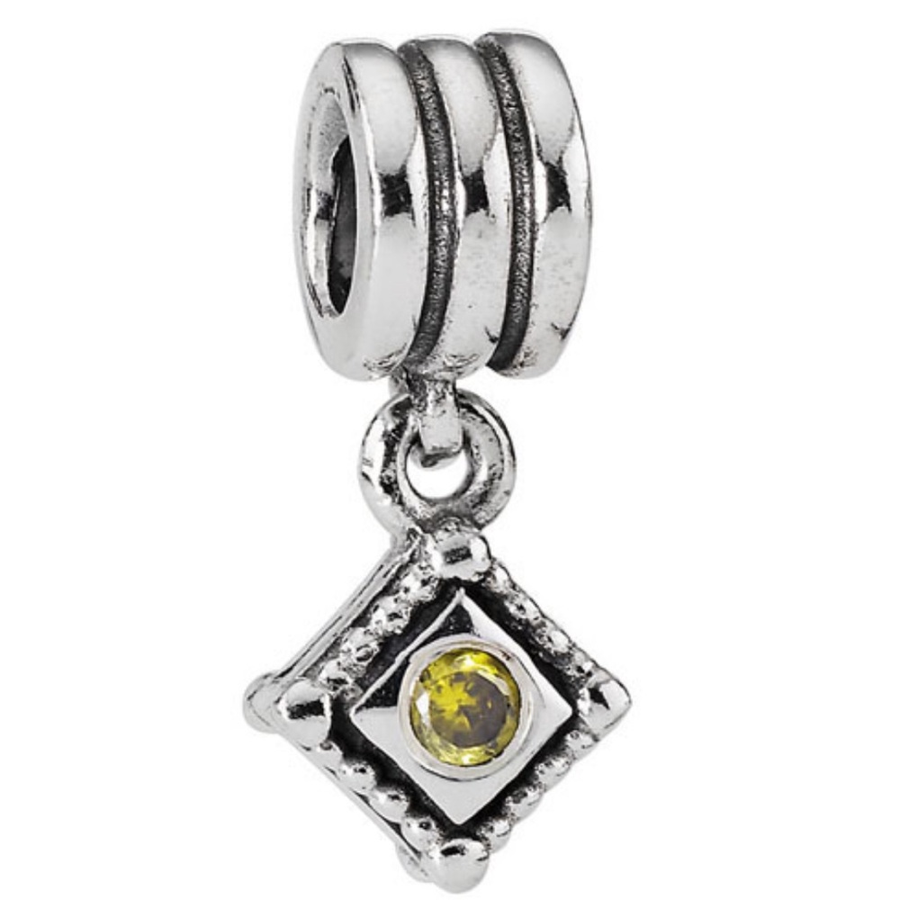 Genuine Retired PANDORA Hanging Diamond Shape Green CZ Charm; 790254GCZ